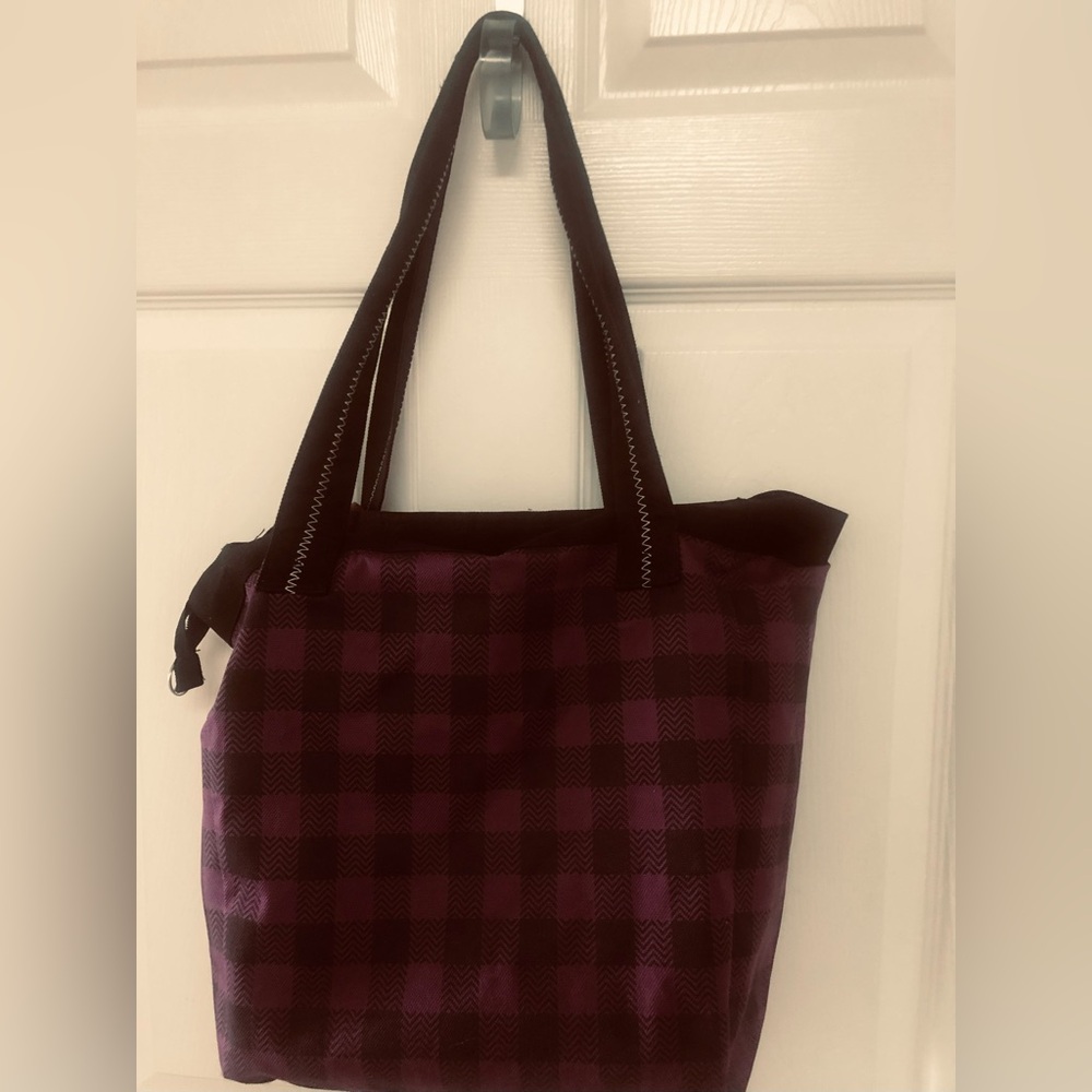 Vintage Hurley Purple Plaid Tote with Front Zip Pocket 90s - Picture 10 of 10